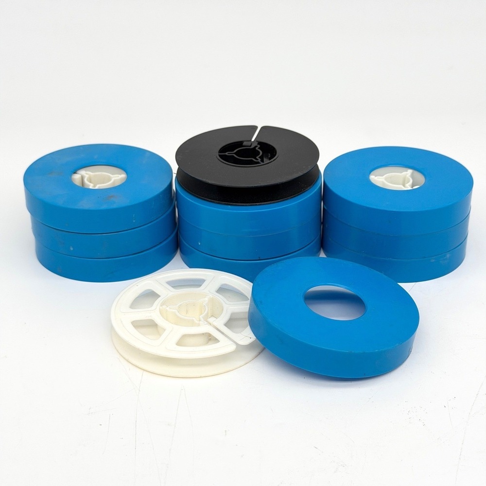 Vintage Super 8 8mm Film Empty Plastic Canister and Reel Lot Blue White Black